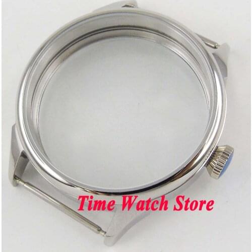 42mm Polished 316L stainless steel watch case fit ETA 6497 6498 hand winding movement C137