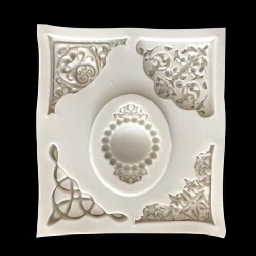 European Lace Mirror Frame Silicone Mold DIY Fondant Cake Mold Chocolate Soap Molds Sugarcraft Cake Decorating Baking Tray Mat
