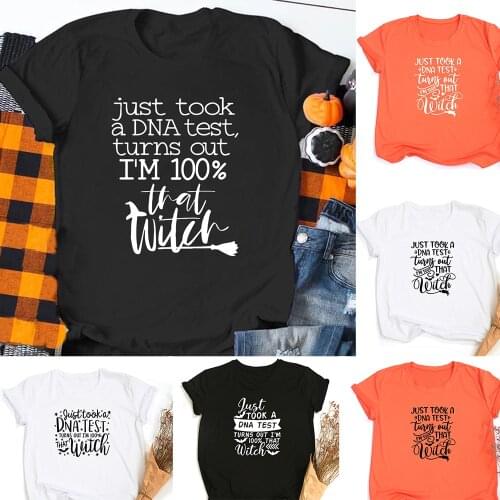 Halloween Just Took A DNA Test I'm Witch Women Aesthetic Graphic Harajuku T Shirt Tees Vintage Streetwear Gothic Camisetas Mujer