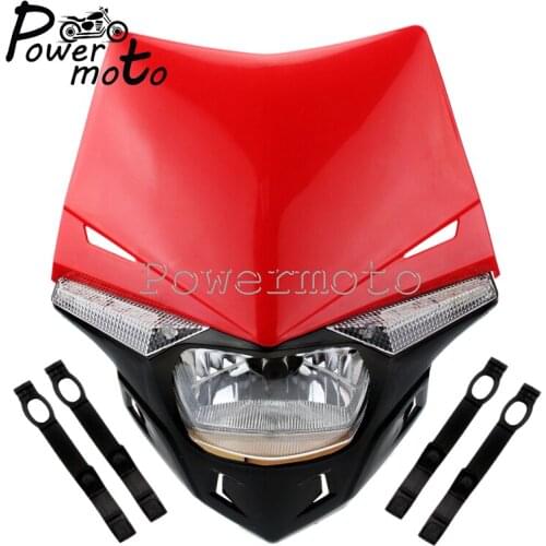 Red Motorcycle Headlight Motocross Dirt Bike Enduro Vision Front Light Headlamp Fairing For EXC EXCF SX SXF SXS MXC Off Road