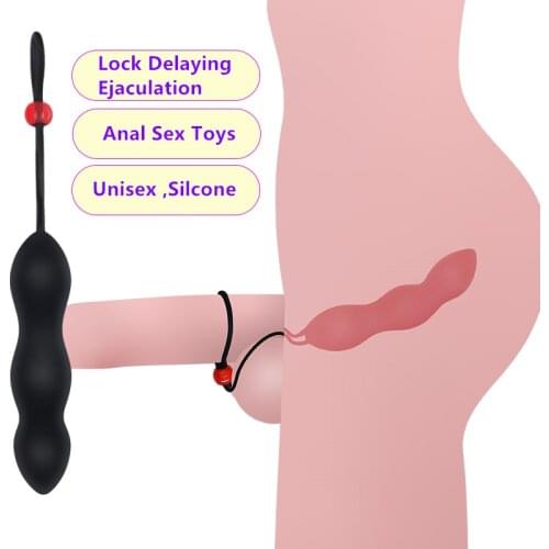 Male Prostate Massager Anal Plug Silicone For Man Penis Stimulator Butt Plug Beads Delay Ejaculation Ring Adult Shop Sex Toys