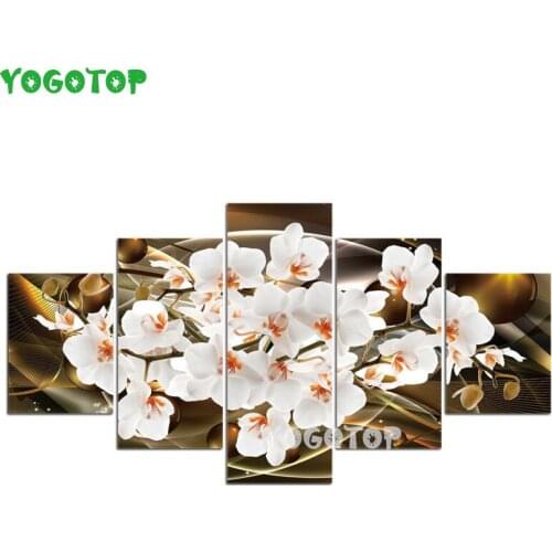 Diy diamond painting rhinestone full drill Mosaic diamond embroidery decor 5 Panels Abstract Flowers Butterfly Orchid ML1549