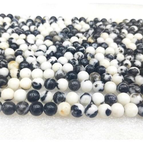 Natural Stone Black And White Zebra Stone Round Beads 6-12mm Charm For Handmade DIY Bracelet Necklace Earring Accessories 39cm