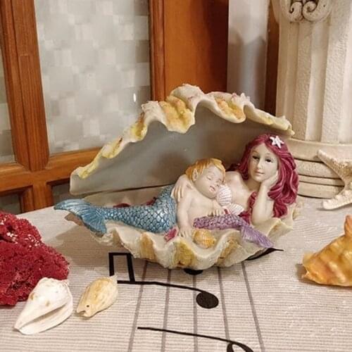 American New Cute Mermaid Princess Home decor crafts Animals resin miniatures Figurines fish tank decor Creative Gifts