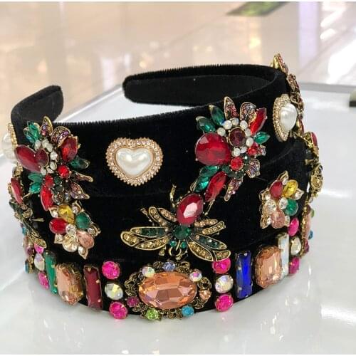 Baroque Colored Glass RhineStone Hairband Headband for Women Girls Hair Accessories