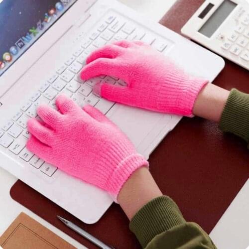 1 Pair Unisex Winter Warm Capacitive Knit Gloves Hand Warmer For Touches Screen Smart Phone AIC88
