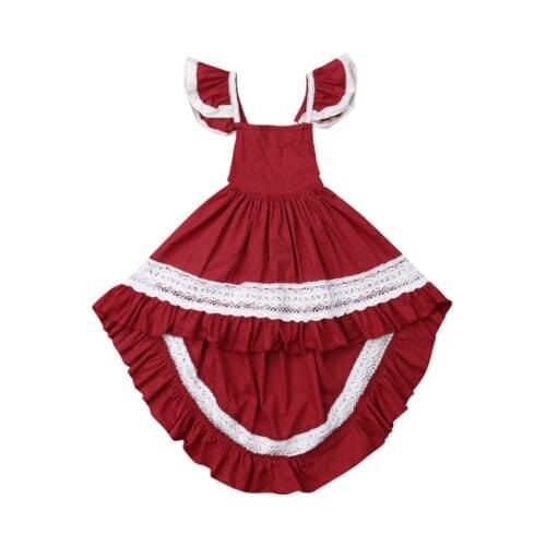 Baby Girl Dress Toddler Kids Girl Ruffle Lace Dress Sleeveless Party Pageant Dress Christmas Size 1-6Y