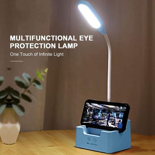 Stepless Dimmable Desk Reading Light Foldable 360 Rotatable Touch Switch LED Table Lamp USB Charging Desk Lamp with pen halder