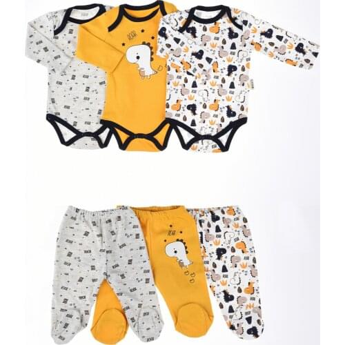 Newborn Essentials Dino 6 Lı Unisex Bebek Body Zıbın Seti 0-9 Ay Ücretsiz Kargo Türkiye