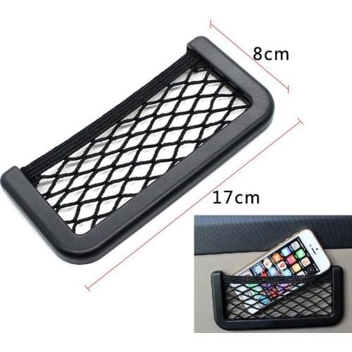 17*8cm Universal Black Car Net Bag Phone Holder Storage Pocket Organizer Car Mesh Net Holder Pocket For Wallet Keys Pens Phone