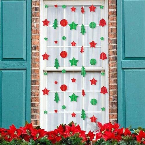 Five-pointed Star Paper Christmas Tree Ornaments Holiday Party String Paper Garlands And Decorative Objects KK38