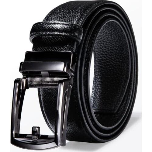 Famous Cutout Belt Men Top Quality Genuine Luxury Leather Belt For Men Black Strap Male Metal Automatic Buckle Barry.Wang