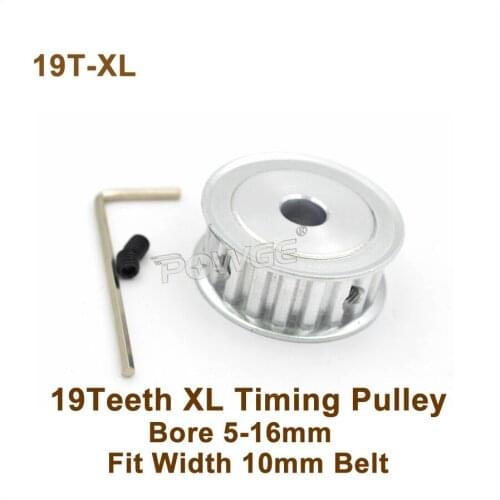 POWGE 19 Teeth XL Timing Pulley Bore 5-16mm Fit W=10mm XL Timing Belt 19T 19Teeth XL Synchronous Belt Pulley Trapezoid 19-XL AF