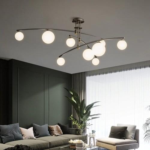 Modern minimalist glass ball LED chandelier Nordic living room lighting fixture home restaurant lights dining room hanging lamp