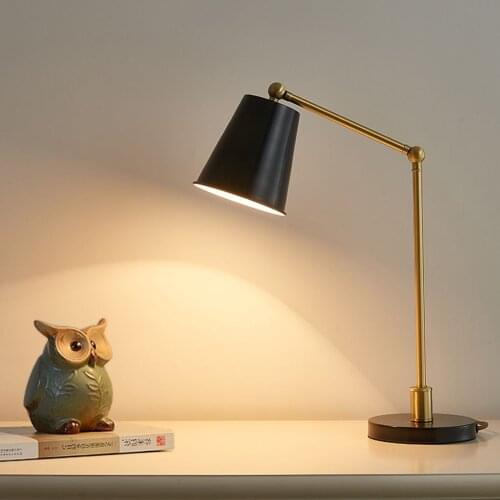 Modern Table Lamp E27 Adjustable Holder Copper Desk Lamp for Bedroom Decoration Bedside Lamp Black Table Lamps Night Lights