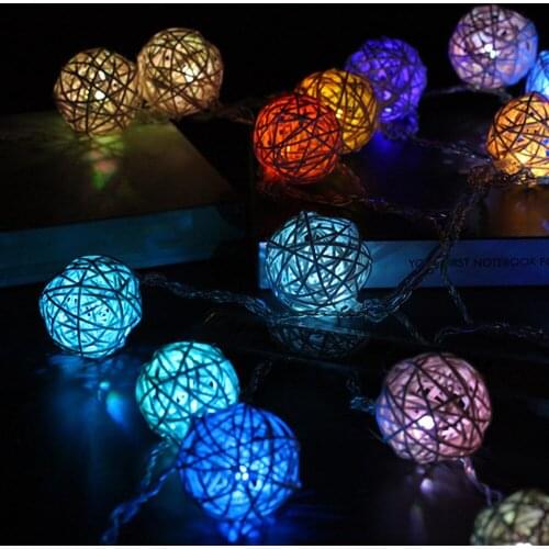 10ball 20ball 40ball Ball LED String Light 5m Sepak Takraw Rattan Lights for Christmas Party House Wedding Holiday Decoration