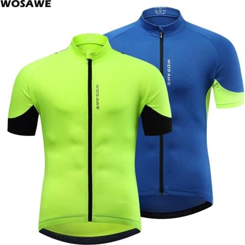 WOSAWE Mens Cycling Jersey Mesh Breathable MTB Mountain Road Jersey Bicycle Shirts Short Sleeve Summer Reflective Bicycle Shirt