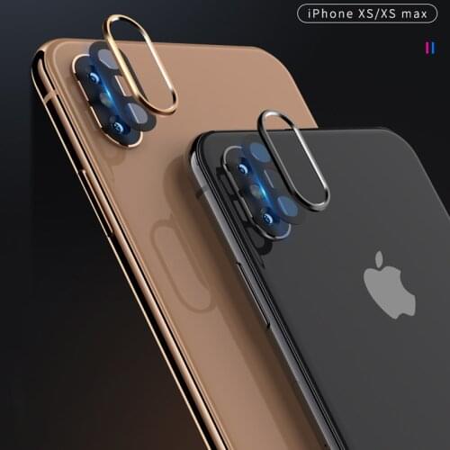 Back Camera Lens Screen Protector for iPhone XS Max 6D Tempered Glass Film + Metal Rear Lens Protection Ring Case for iPhone XS