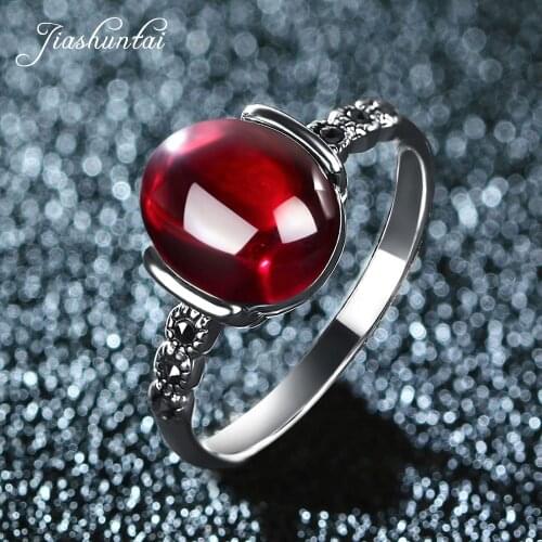 JIASHUNTAI 4 color wedding rings Vintage red silver 925 rings for women Retro Natural stone silver Ring set female jewelry gift