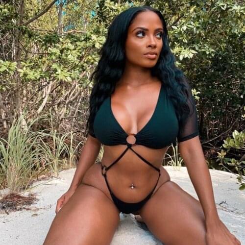 Women Sexy Lingerie Bodysuit Mesh Patchwork Short Sleeve Black Bodycon Romper 2021Summer Beach Vacation Casual Playsuit Swimsuit