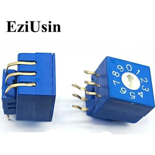 0-9 10 Rotary Coding Switch DIP Switch 6pins 8421C 0mm Shank 3:3 5.08mm PCB Vertical Switching