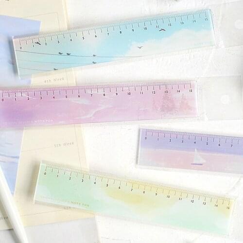 1PC Gradient Sky Color Acrylic Sraight Ruler Student Kids Stationery Gift