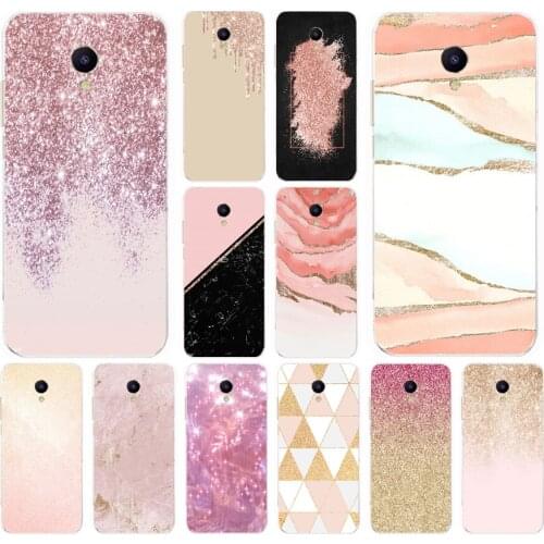 19AS Glitter Pink Gold Soft Silicone Back Cover Case for Meizu M5 M5C M5S Note M8 Lite X8 cover funda
