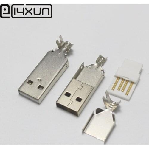 2/5/10sets USB 2.0 Type A Welding Type Male Plug Nickel Plated Connectors usb-A Tail Socket 3 in 1 DIY Adapter