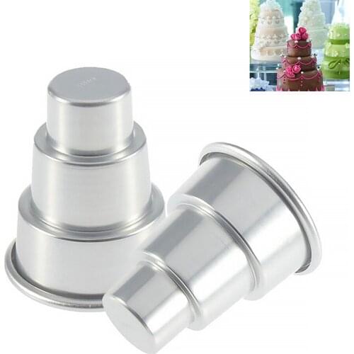 3-layers Pudding Cake Mold Aluminum Alloy Cake Bread Mousse 3-tiers Mould Home Bakery Baking Tool Aluminum alloy Cake mold