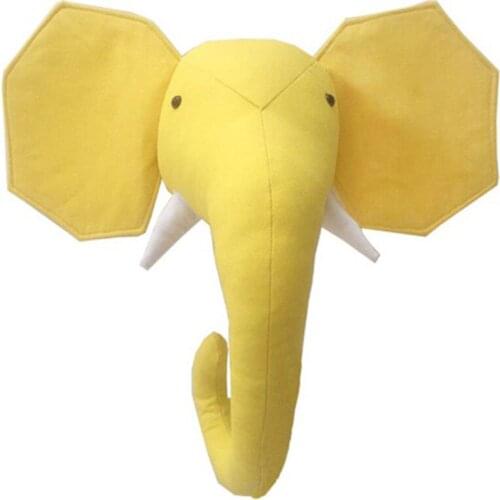 3D Animal Head Wall Cute Stuffed Wall Hanging Toys Kids Room Animal Wall Sculptures--Elephant