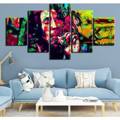 No Framed Canvas 5Pcs Graffiti Singer Music Wall Art Posters Pictures Paintings Home Decor Accessories Living Room Decoration