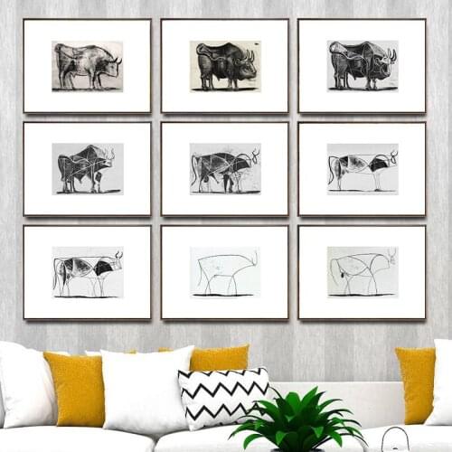 Abstract Watercolor Strong Bull Wall Art Canvas Painting Nordic Poster Prints Animal Pictures For Bedroom Living Room Home Decor