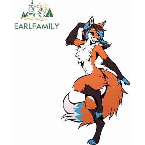 EARLFAMILY 13cm x 7.2cm for Orange Fox Camper Car Stickers Fashion Occlusion Scratch JDM Accessories Waterproof 3D Decal