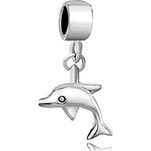 Free shipping classic marine animals dolphin pendant charm beads fit Pandora charm bracelet women jewelry holiday gifts