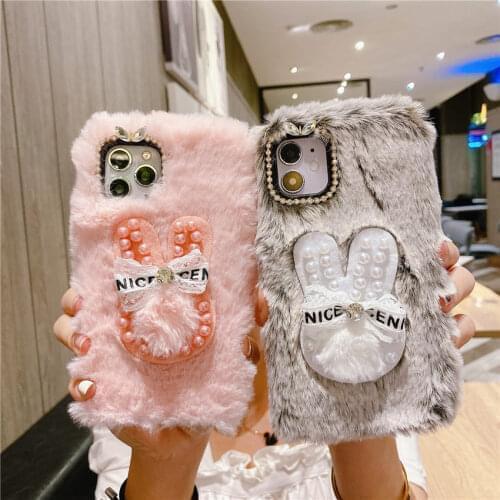 Case For Huawei Honor 9S Y5P 9C 9A 9X 20 Lite 20s V30 Pro Play 3 7A 7S 9 Lite 8 7X 7C 6X 9X 6A 5X 5C Rabbit Fluffy Cover