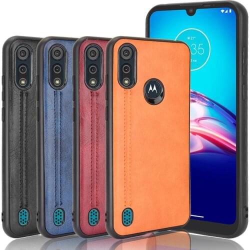 For Motorola Moto E6S 2020 Case Suture Soft Edge PU Leather Hard Phone Cover For Moto E6S 2020 XT2053-1 Case 6.1 inch