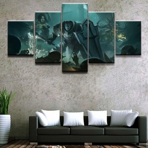 Decor Picture Canvas Print Painting Wall Art Poster Modern 5 Panel Crusader Diablo III Reaper Of Souls Witch Doctor For Bedroom