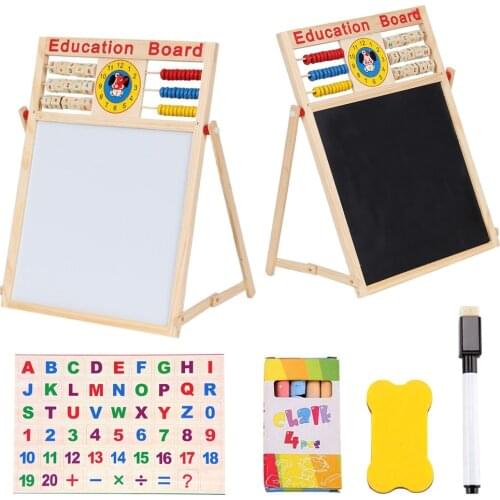 Wooden Drawing Blackboard Whiteboard Double Sided Adjustable Easel Painting Toy Early Education Learning Toys For Children Kids