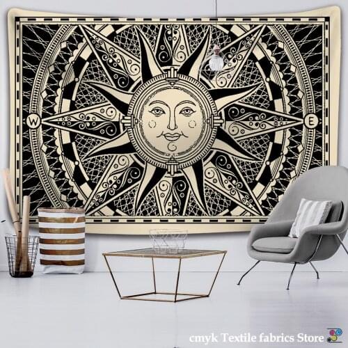 Mandala Tapestry Witchcraft Wall Hanging Boho-Decor Astrology Sun Blanket Hippie Bedroom Living Room Psychedelic Farmhouse-Decor