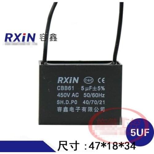 Capacitors 5uf 450V AC CBB61 Metallized Capacitor For Motor Start-up Ceiling Fan