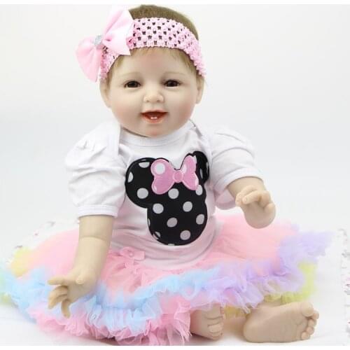Bebe reborn 55CM Soft Silicone Newborn Baby Reborn Doll girl toddler dolls Lifelike Children Birthday Xmas Gift