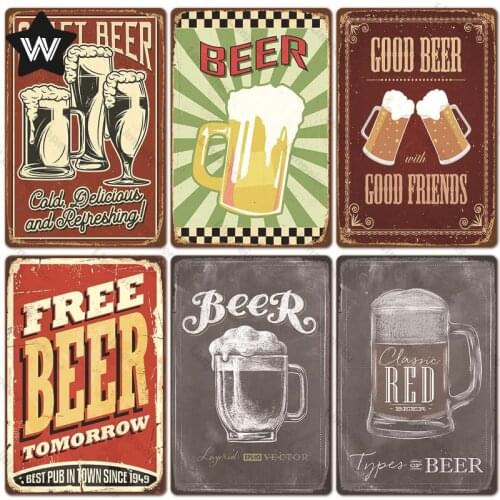 Craft Beer Tin Sign Fresh Beer Metal Poster Good Beer Wall Stickers Vintage Brewery Wall Art Tin Plaques for Club Man Cave Decor