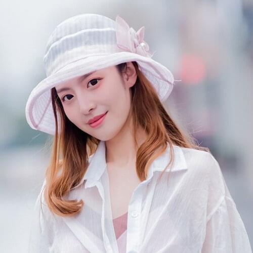New Women Summer Discoloration Network Yarn Flower Beach Hat Foldable Anti-ultraviolet Fishermans Hat Wholesale