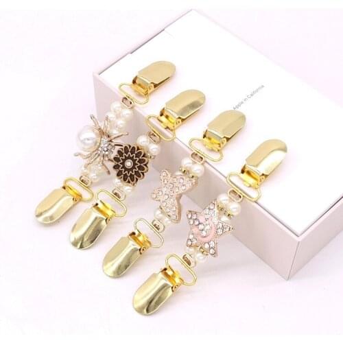 New High-end Pearl Apparel Clip Cardigan Tightening Clip Fashion Brooch Clip Female Sweater Clip Brooch Scarf Buckle Accessor