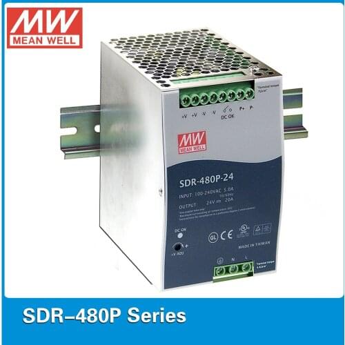 Original MEAN WELL SDR-480P-24 Output 480W 20A 24V Industrial DIN Rail Power Supply SDR-480P with PFC and Parallel Function