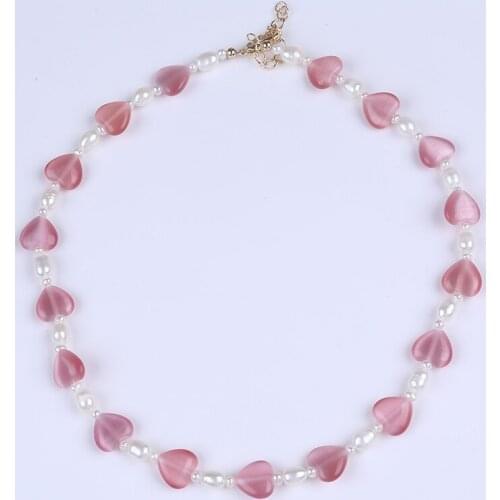 Stone Necklace Jewelry Wholesale Natural pearl Heart Shape Crystal Necklace