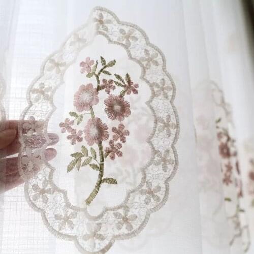 Custom-made Direct-selling Grid Embroidered Yarn Good Moon Round Window Yarn Small Fresh Bedroom Floor Screen Curtain Wholesale