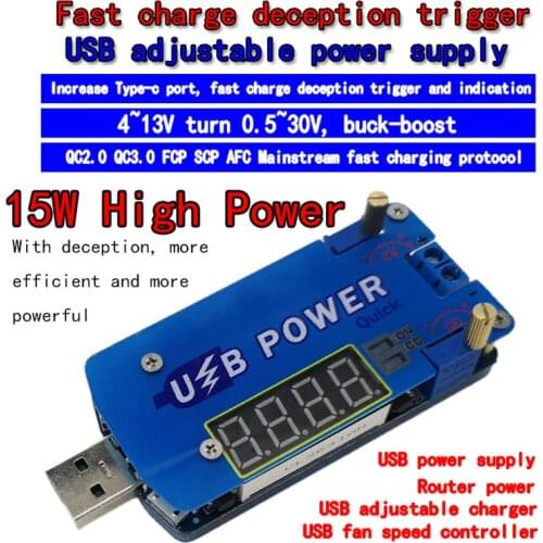 DP2F DC DC adjustable usb laboratory power supply DC 0.5-30V 15W voltage regulator QC2.0 QC3.0 AFC FCP Quick charge trigger