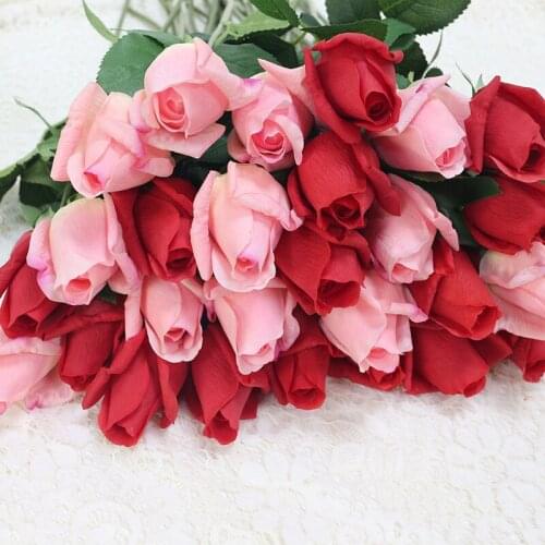 Real Touch rose Bud 11pcs/lot Artificial silk wedding Flowers bouquet Home decorations for Wedding Party or Birthday Small buds