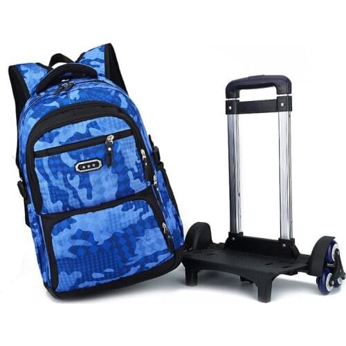 Boys girl Trolley Schoolbag Luggage school bag Kids Backpack Latest Removable Children School Bags 2/6 Wheels Stairs sac mochila